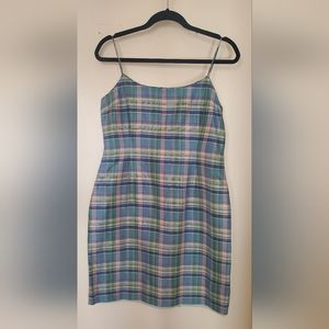 RALPH Ralph Lauren Vintage Blue Plaid Silk Dress Size 10